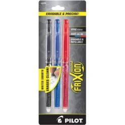 Pilot Frixion Point Erasable Gel Pen In Black, Blue & Red - Extra Fine Point - Pack Of 3