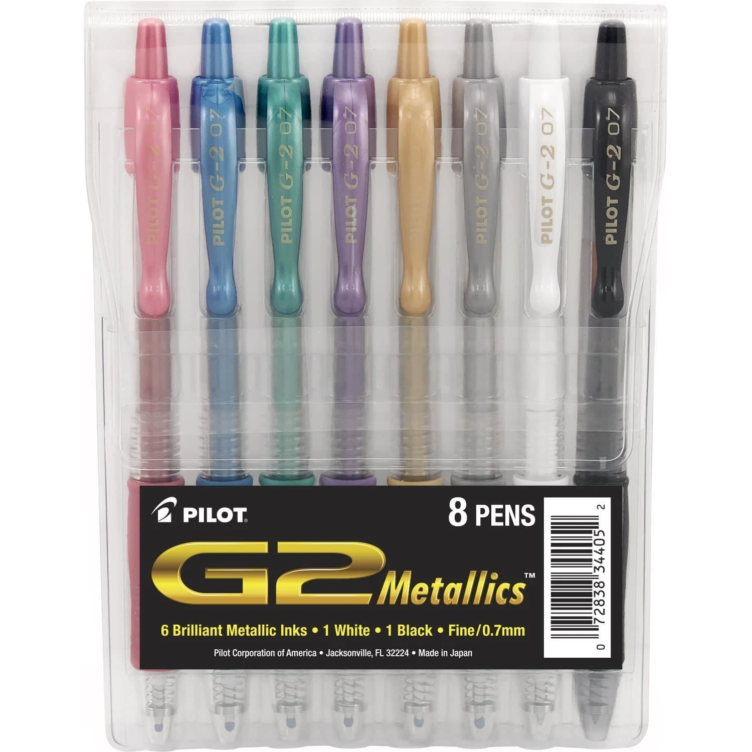 Pilot G2 Retractable Brilliant Metallic Gel Ink Pens In Assorted Colors - Fine Point - Pack Of 8 1 Pilot G2 Retractable Brilliant Metallic Gel Ink Pens In Assorted Colors - Fine Point - Pack Of 8