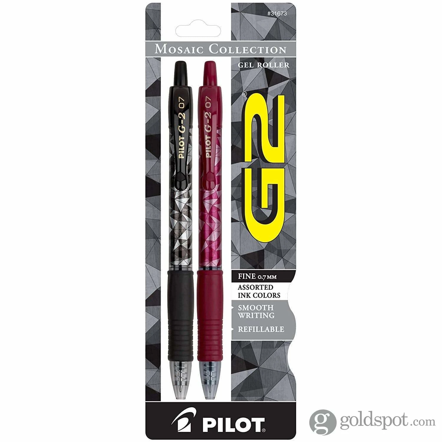 Pilot G2 Retractable Mosaics Gel Ink Pens In Black & Burgundy - Fine Point - Pack Of 2 1 Pilot G2 Retractable Mosaics Gel Ink Pens In Black & Burgundy - Fine Point - Pack Of 2
