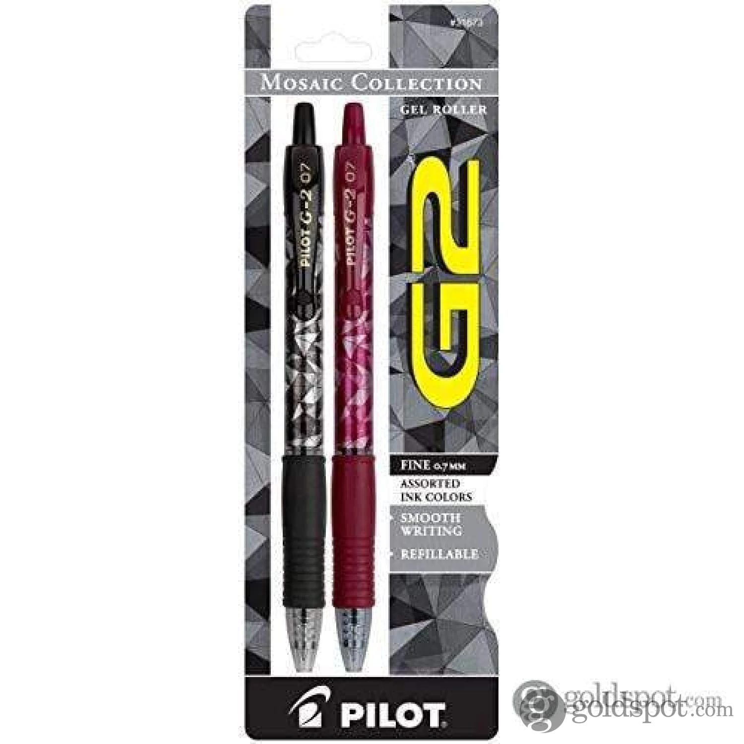 Pilot G2 Retractable Mosaics Gel Ink Pens In Black & Burgundy - Fine Point - Pack Of 2 2 Pilot G2 Retractable Mosaics Gel Ink Pens In Black & Burgundy - Fine Point - Pack Of 2 - Image 2