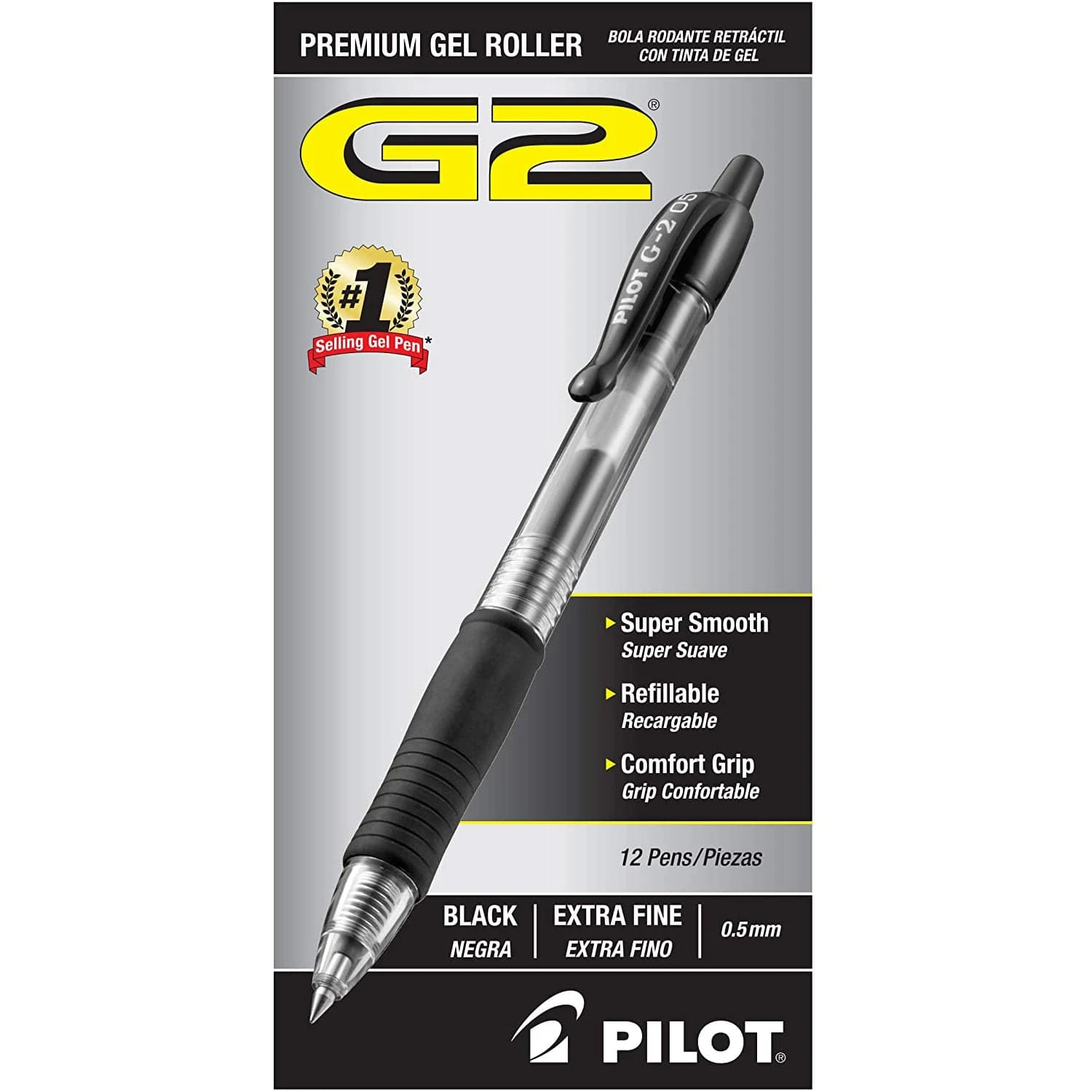 Pilot G2 Retractable Premium Gel Pens In Black - Pack Of 12 1 Pilot G2 Retractable Premium Gel Pens In Black - Pack Of 12