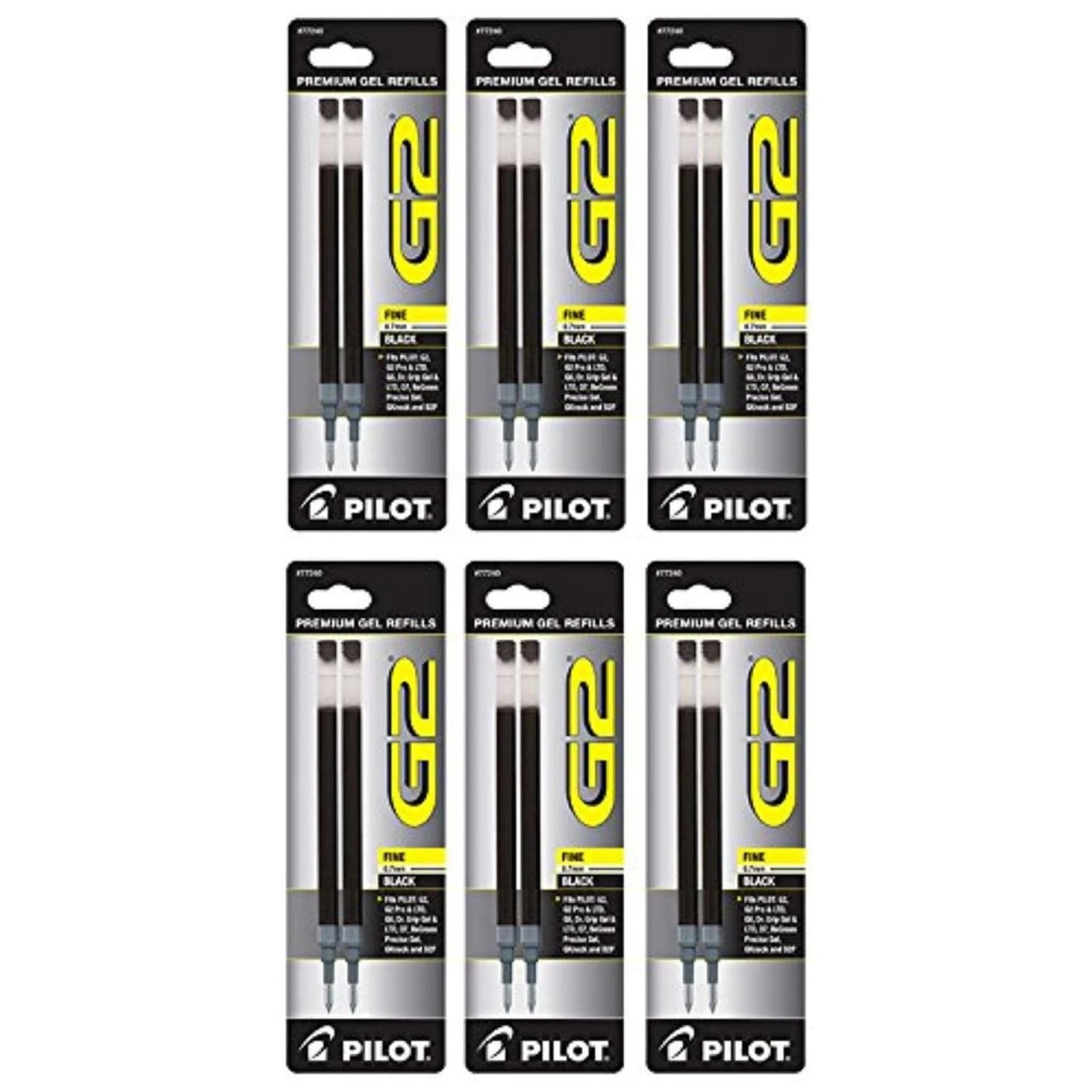 Pilot G2 Rollerball Gel Pen Refill In Black - Fine Point - Pack Of 6 1 Pilot G2 Rollerball Gel Pen Refill In Black - Fine Point - Pack Of 6