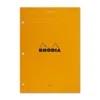 Rhodia No. 18 Lined Staplebound With 3 Hole Punch 8.25 X 11.75 In Orange
