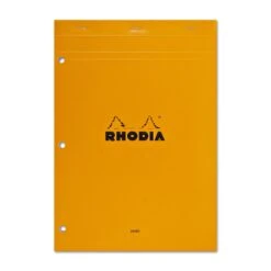 Rhodia No. 18 Lined Staplebound With 3 Hole Punch 8.25 X 11.75 In Orange