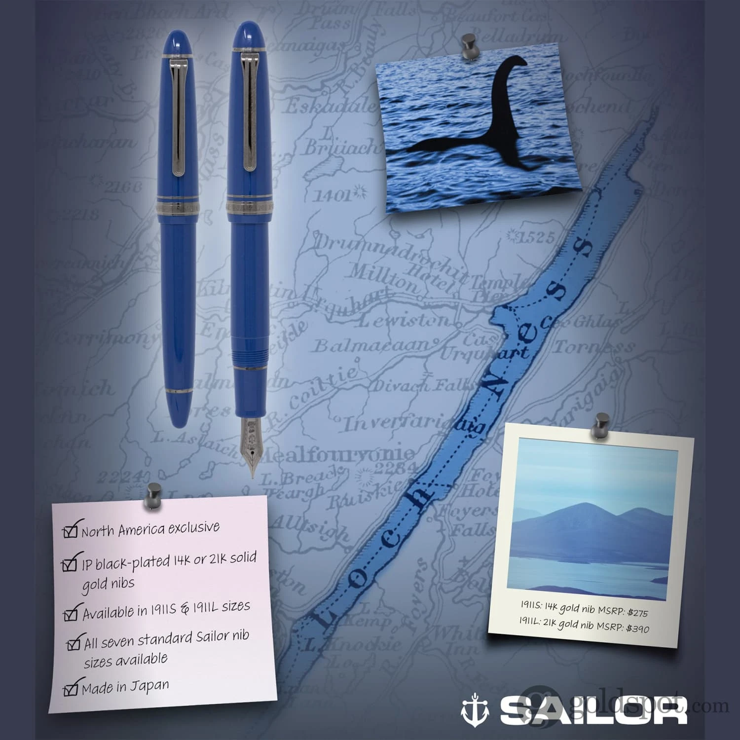 Sailor 1911 Standard Fountain Pen In Loch Ness Monster - 14kt Gold Nib 10 Sailor 1911 Standard Fountain Pen In Loch Ness Monster - 14kt Gold Nib - Image 10