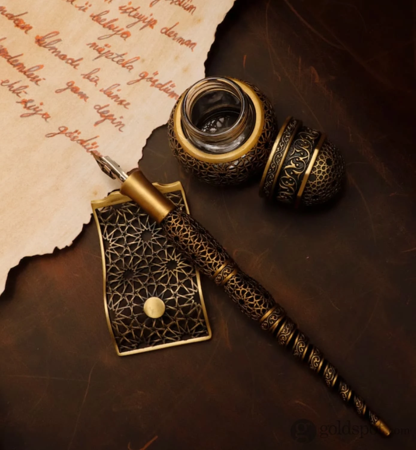 Sepia Accessories Infinite Stars Brass Seljuk Calligraphy Set 2 Sepia Accessories Infinite Stars Brass Seljuk Calligraphy Set - Image 2