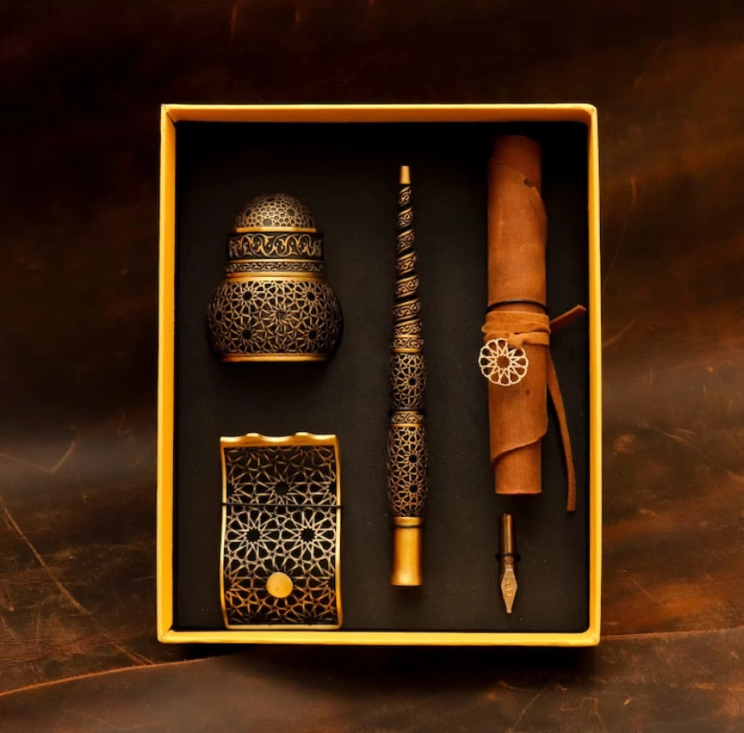 Sepia Accessories Infinite Stars Brass Seljuk Calligraphy Set 1 Sepia Accessories Infinite Stars Brass Seljuk Calligraphy Set