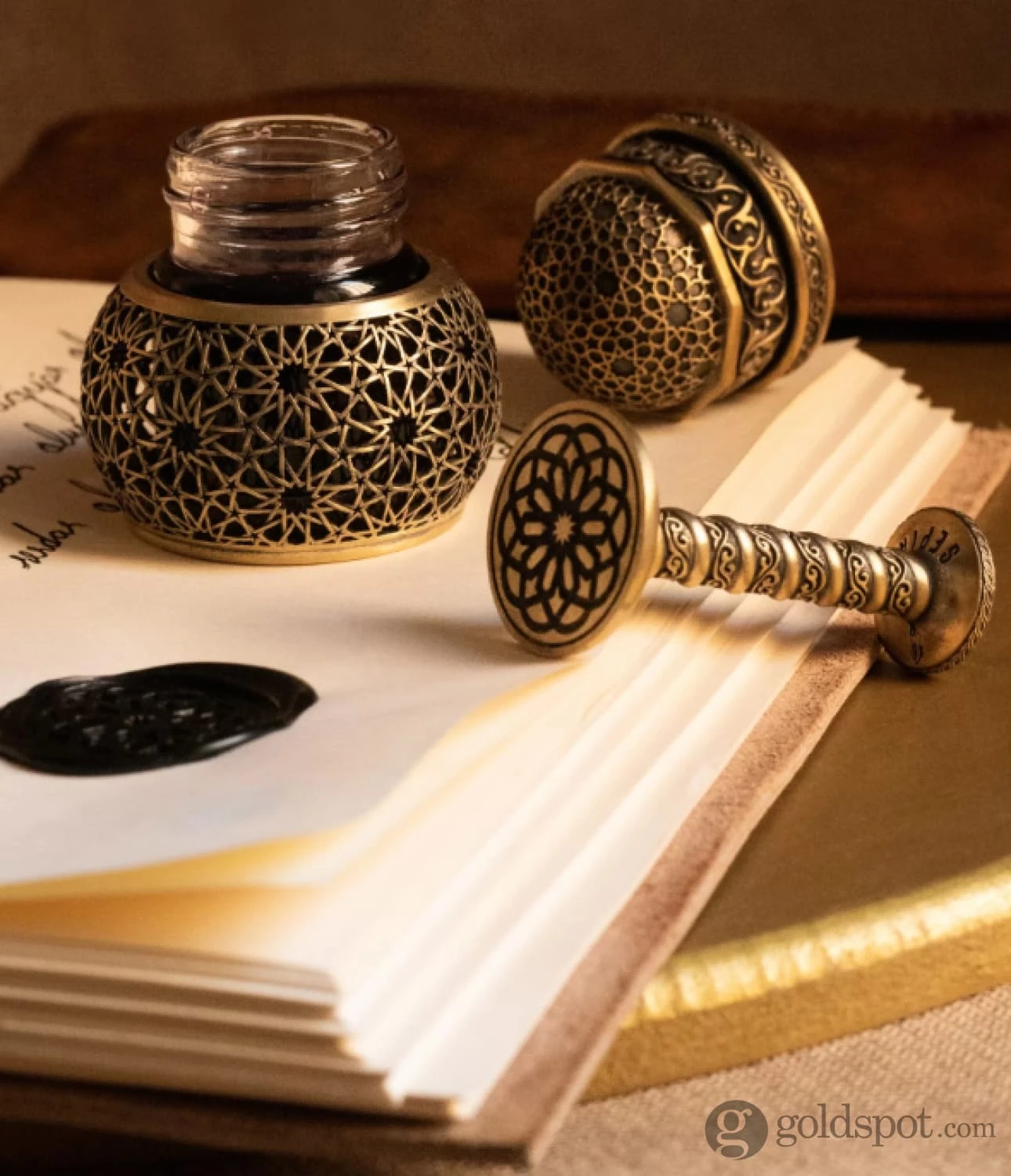 Sepia Accessories Infinite Stars Brass Seljuk Ink Bottle 2 Sepia Accessories Infinite Stars Brass Seljuk Ink Bottle - Image 2