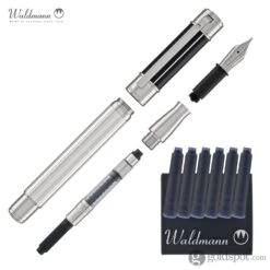 Waldmann Commander 23 Fountain Pen In Sterling Silver And Blue Lacquer, Steel Nib -Stationery Hub Cheap Store waldmann commander 23 fountain pen in sterling silver and blue lacquer steel nib 946