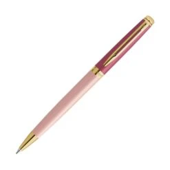 Waterman Hemisphere Colour Blocking Ballpoint Pen In Metal And Pink Lacquer With Gold Trim